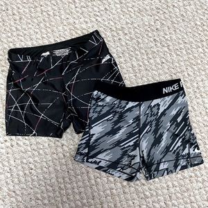 2 PAIR OF SPANDEX SHORTS, NIKE & AVIA - SMALL